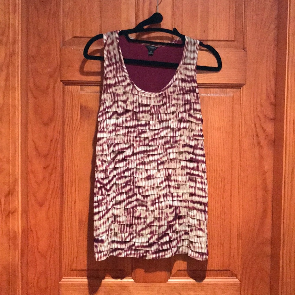 🌟ANN TAYLOR Maroon Ribbon Front Shell, XS